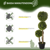 easycomfort pianta di bosso artificiale a 3 sfere con vaso incluso e fondo rinforzato altezza 90 cm