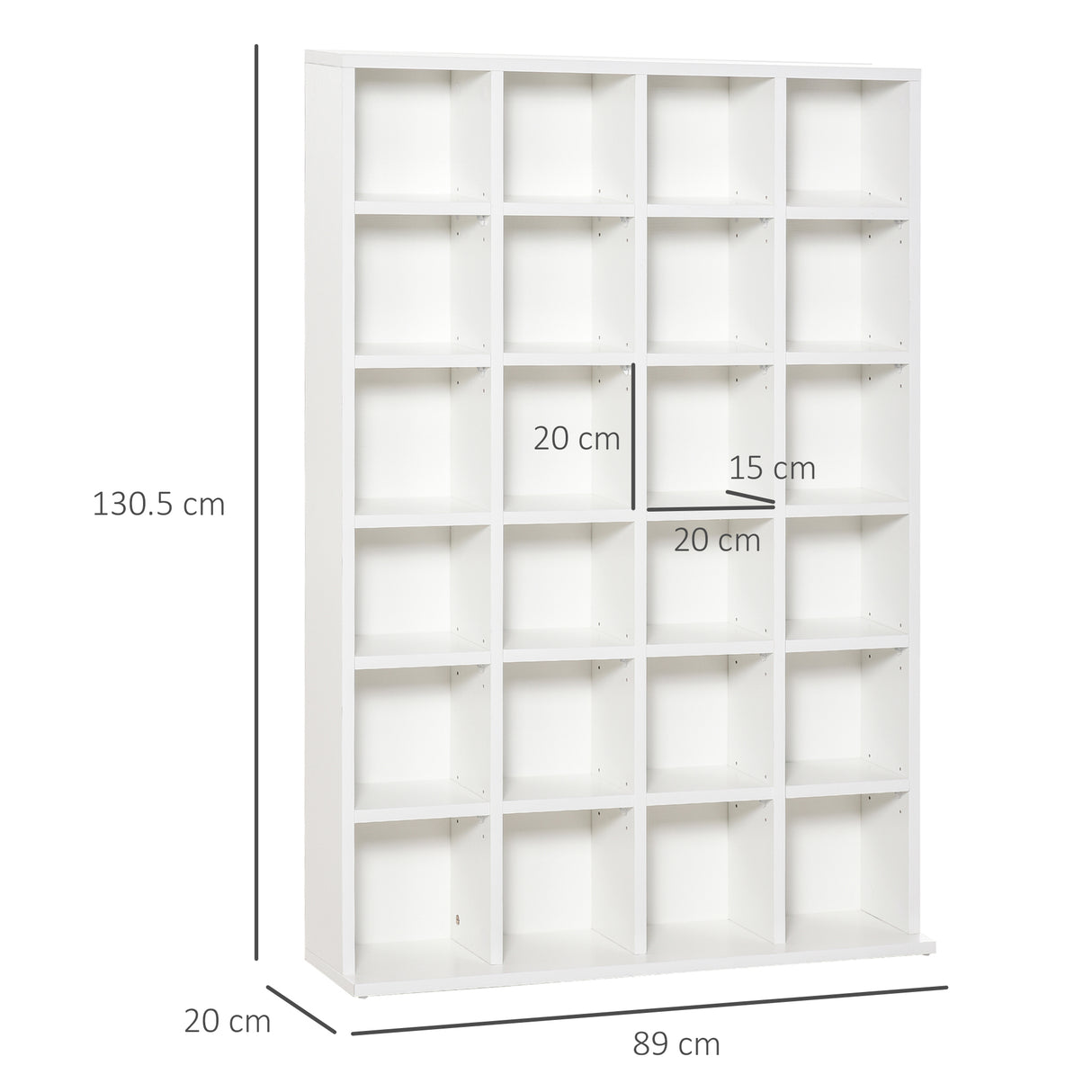 easycomfort easycomfort mobile libreria porta cd da 24 ripiani ad altezza regolabile in truciolato 130 5x89x20 cm bianco ean 8054144131115