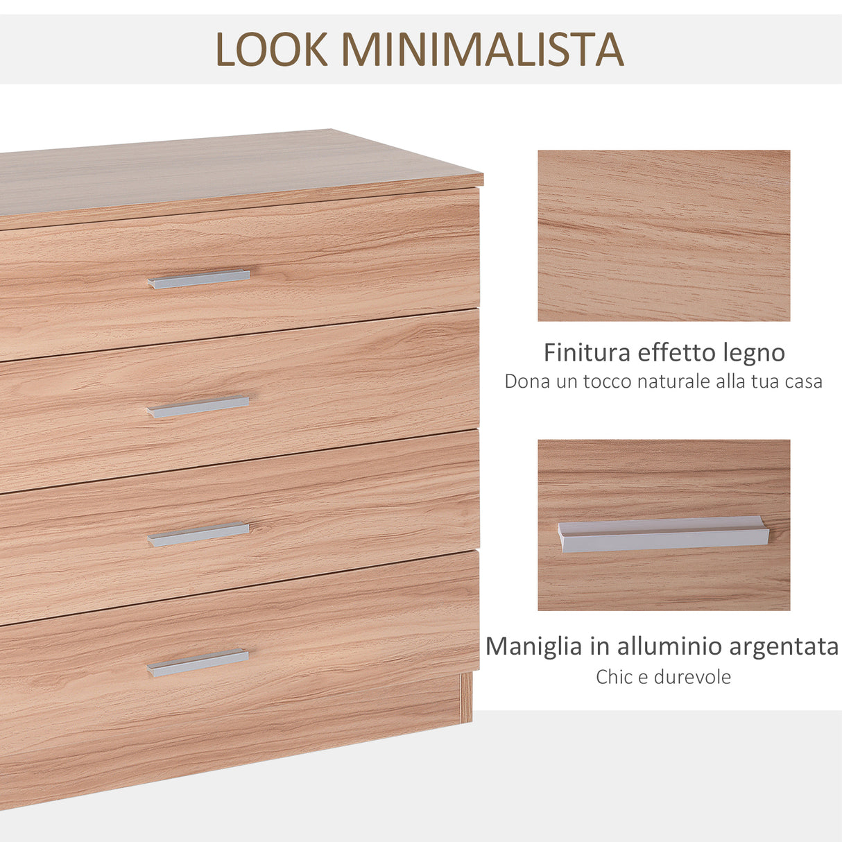 easycomfort easycomfort cassettiera salvaspazio in legno como con 4 cassetti per camera da letto rovere 72x33 5x67cm ean 8054144131146