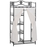 easycomfort easycomfort armadio guardaroba appendiabiti con 5 ripiani e 2 tende 84 x 42 x 158 5cm in metallo nero con decori a fiori ean 8054144139487