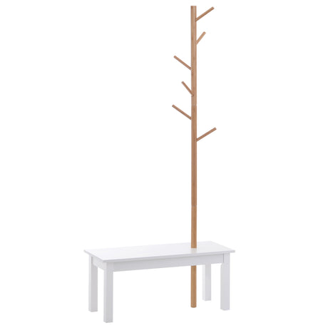 easycomfort easycomfort panca con appendiabiti in bambu colore bianco e legno 80x30x180cm ean 8054111843263