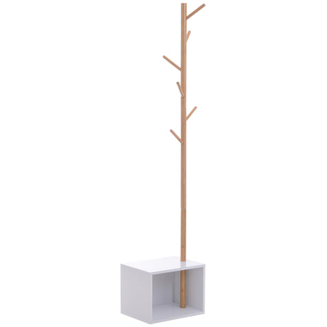 easycomfort easycomfort appendiabiti con panchina cubo per scarpe per ingresso e camera da letto 6 ganci bambu legno mdf bianco 40x30x180cm ean 8054111841023