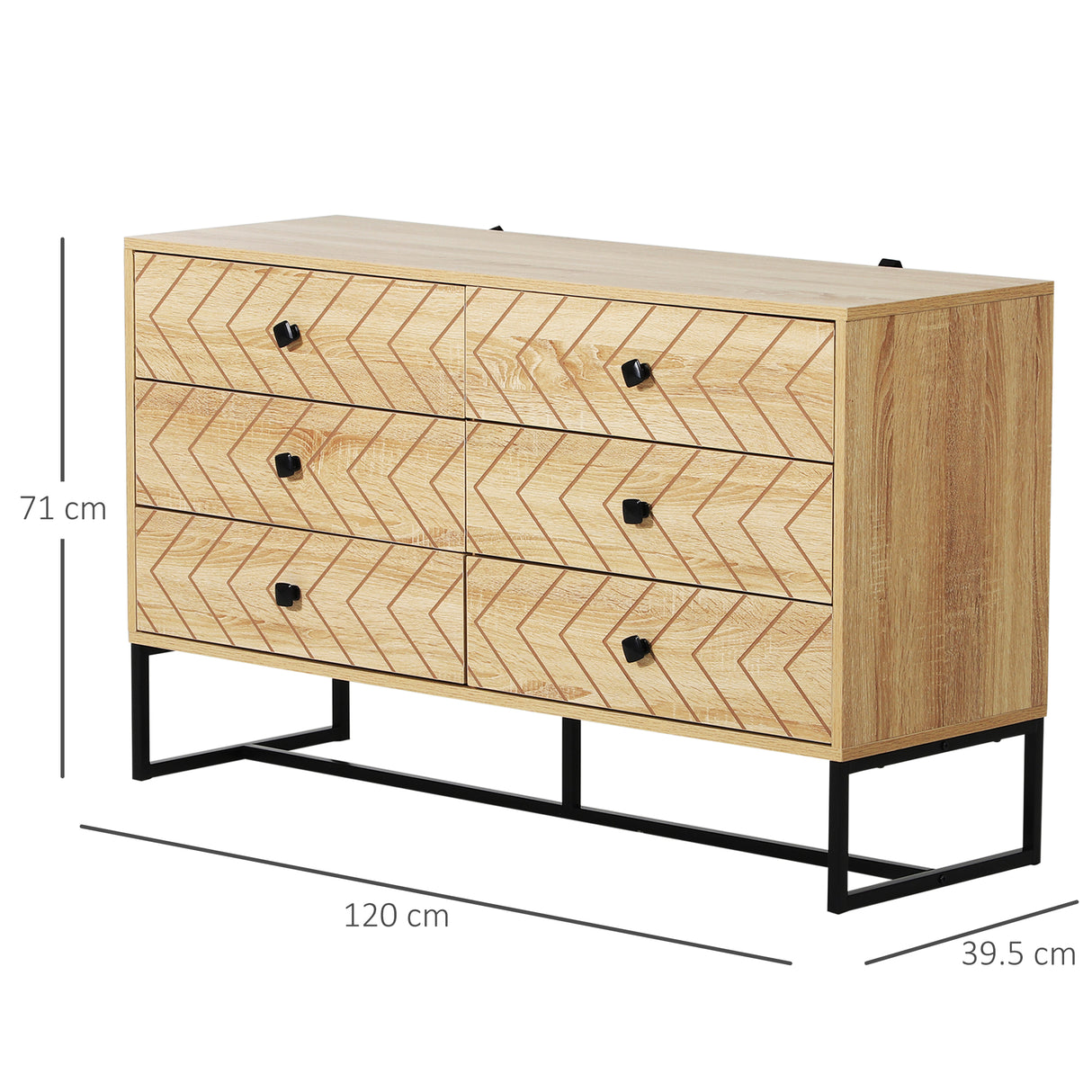 easycomfort easycomfort cassettiera camera da letto con 6 cassetti motivo a onde stile vintage mobile con cassetti design scandinavo combinazione di mdf e di pannello truciolare 120x39 5x71cm ean 8054144135779