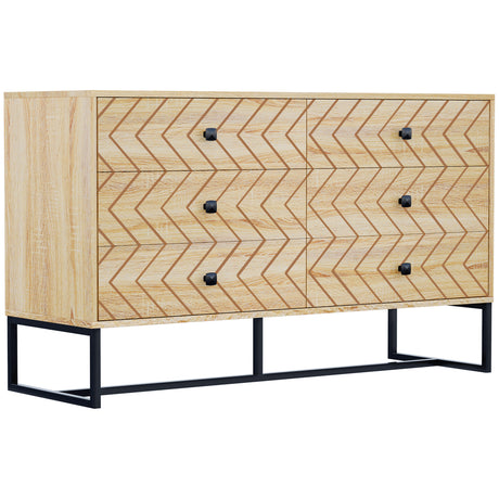 easycomfort easycomfort cassettiera camera da letto con 6 cassetti motivo a onde stile vintage mobile con cassetti design scandinavo combinazione di mdf e di pannello truciolare 120x39 5x71cm ean 8054144135779