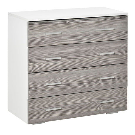 easycomfort easycomfort cassettiera camera da letto moderna 4 cassetti con maniglie in alluminio e struttura in legno 76x35x72cm bianco e grigio