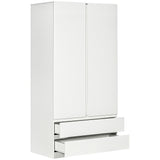 easycomfort easycomfort armadio guardaroba in truciolato bianco con appendiabiti e 2 cassetti scorrevoli per camere da letto 100x60x200 cm