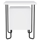 easycomfort easycomfort comodino moderno con armadietto e mensola in legno e gambe in metallo 40x40x45cm