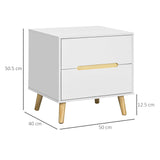 easycomfort easycomfort comodino moderno con 2 cassetti in truciolato e gambe in legno di pino 50lx40px50 5a cm bianco