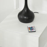 easycomfort easycomfort comodino moderno con 16 luci led rgb telecomando e due cassetti in truciolato 70x37x38cm bianco