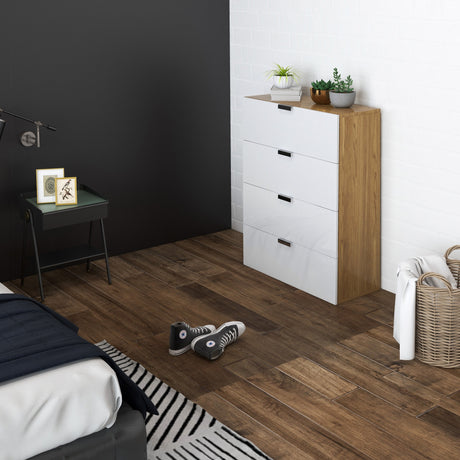 easycomfort easycomfort cassettiera con 4 cassetti per soggiorno e camera da letto con maniglie in lega di alluminio 70x35x92cm bianco