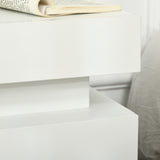 easycomfort easycomfort comodino con luce led rgb e 2 cassetti 4 modalita di luce e 16 colori 45x35x52cm bianco
