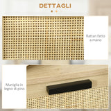 easycomfort easycomfort comodino stile boho chic in legno e rattan con cassetto e ripiano 40x40x50cm nero e naturale