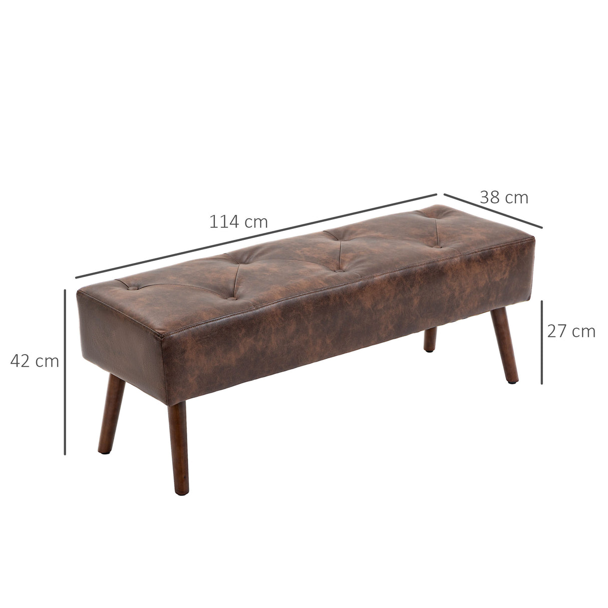 easycomfort easycomfort panca fondoletto e da ingresso imbottita con rivestimento in pu 114x38x42cm marrone