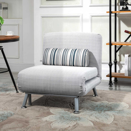 easycomfort easycomfort poltrona letto in ferro e cotone con cuscino a righe 75 x 70 x 75cm grigio ean 8055776914640