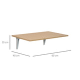 easycomfort easycomfort tavolino a muro pieghevole salvaspazio in mdf e telaio in metallo per cucina salotto color legno 60x40x20cm