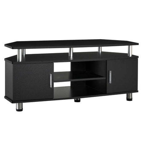 easycomfort easycomfort mobile porta tv classico da soggiorno con 2 ripiani e 2 armadietti in mdf e acciaio inox nero 120x39 5x52cm ean 8055776910765