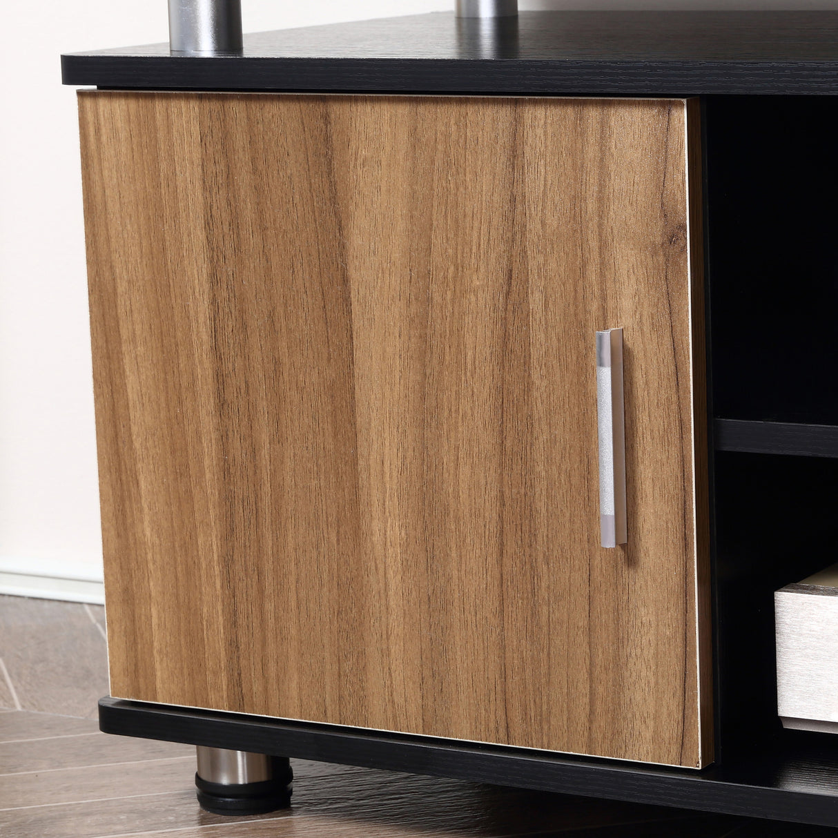 easycomfort easycomfort mobile porta tv fino a 50 con armadietti e ripiani in legno e alluminio 120x40x52 2cm