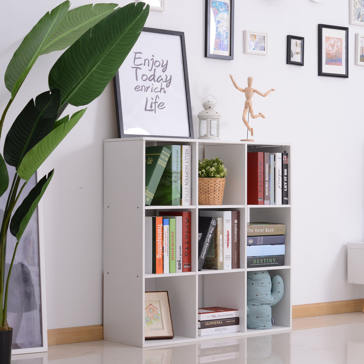 easycomfort easycomfort libreria bianca per casa e ufficio scaffale dal design moderno con 9 scomparti in legno 91x29 5x91cm ean 8054111845700
