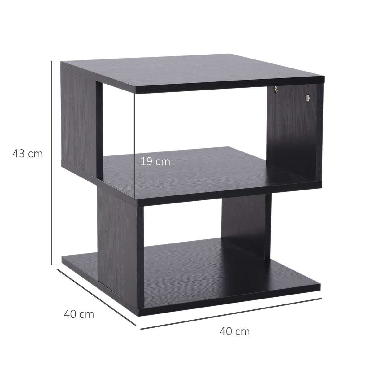 easycomfort easycomfort tavolino da salotto basso a 3 ripiani tavolino da caffe in legno arredamento moderno salvaspazio nero 40x40x43cm
