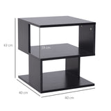 easycomfort easycomfort tavolino da salotto basso a 3 ripiani tavolino da caffe in legno arredamento moderno salvaspazio nero 40x40x43cm