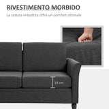 easycomfort easycomfort divano a 2 posti a seduta ampia con cuscini rimovibili da salotto in tessuto effetto lino e gommapiuma 141x70x78 cm grigio scuro e nero ean 8055776914503