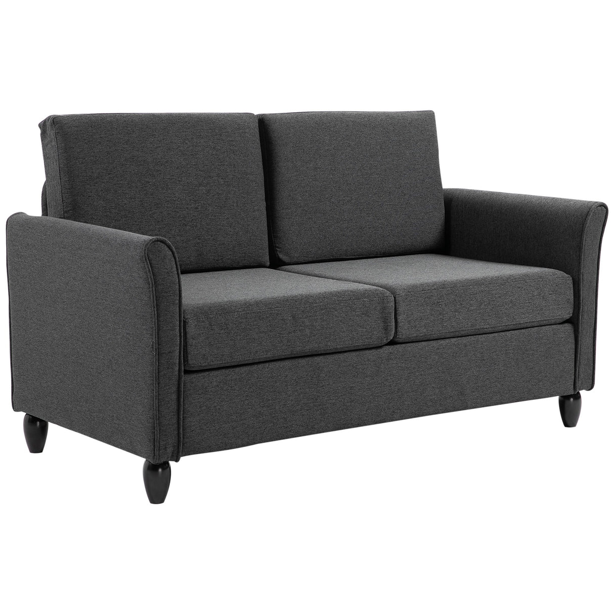 easycomfort easycomfort divano a 2 posti a seduta ampia con cuscini rimovibili da salotto in tessuto effetto lino e gommapiuma 141x70x78 cm grigio scuro e nero ean 8055776914503