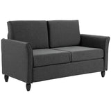 easycomfort easycomfort divano a 2 posti a seduta ampia con cuscini rimovibili da salotto in tessuto effetto lino e gommapiuma 141x70x78 cm grigio scuro e nero ean 8055776914503