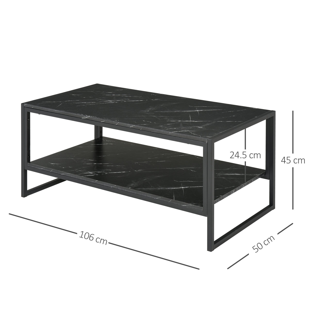 easycomfort easycomfort tavolino da caffe nero effetto marmo con ripiano inferiore ean 8054144137636