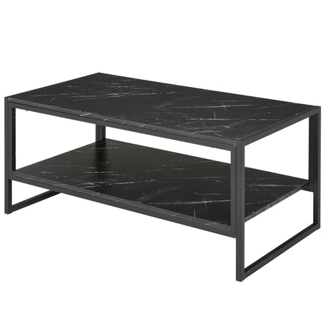 easycomfort easycomfort tavolino da caffe nero effetto marmo con ripiano inferiore ean 8054144137636