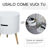 easycomfort easycomfort tavolino da caffe rotondo 3 elementi con apertura a rotazione vassoio rimovibile in legno bianco 38 x 48 3cm ean 8054144134604