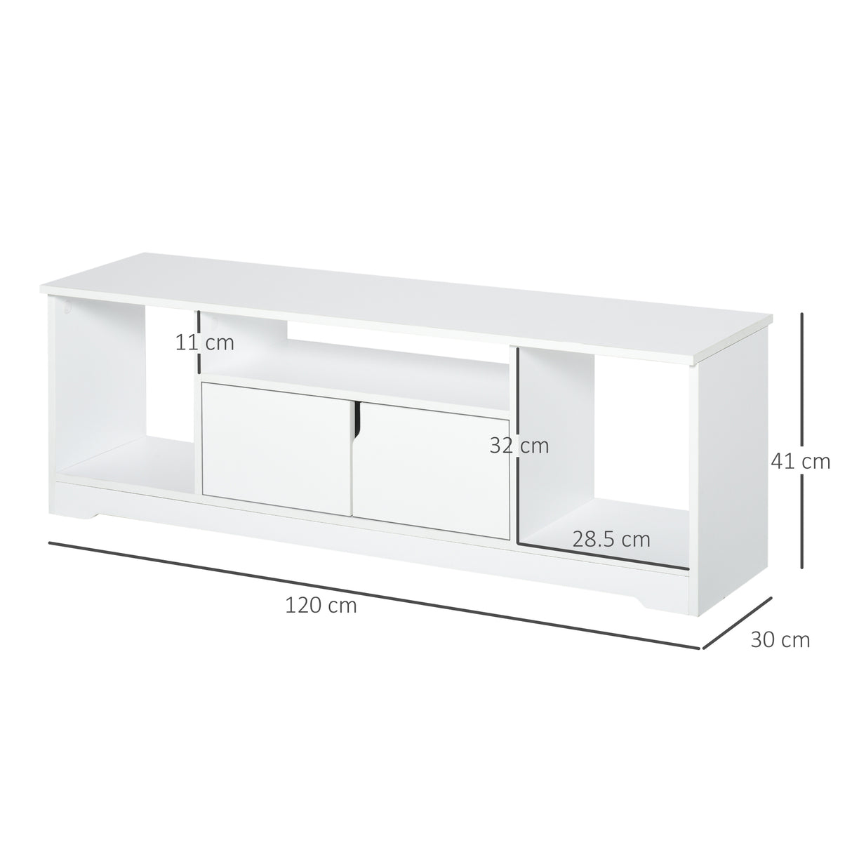 easycomfort easycomfort mobile porta tv fino a 42 con armadietto e ripiani aperti in legno 120x30x41cm