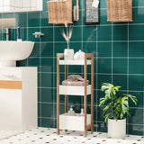 easycomfort easycomfort mobiletto bagno a 3 ripiani compatto in legno mdf bianco e bambu 27 5x20 8x74cm