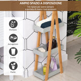 easycomfort easycomfort scaffale salvaspazio da bagno in mdf e bambu forma a piramide con 3 mensole color legno e grigio 30x18x81cm ean 8054111842150