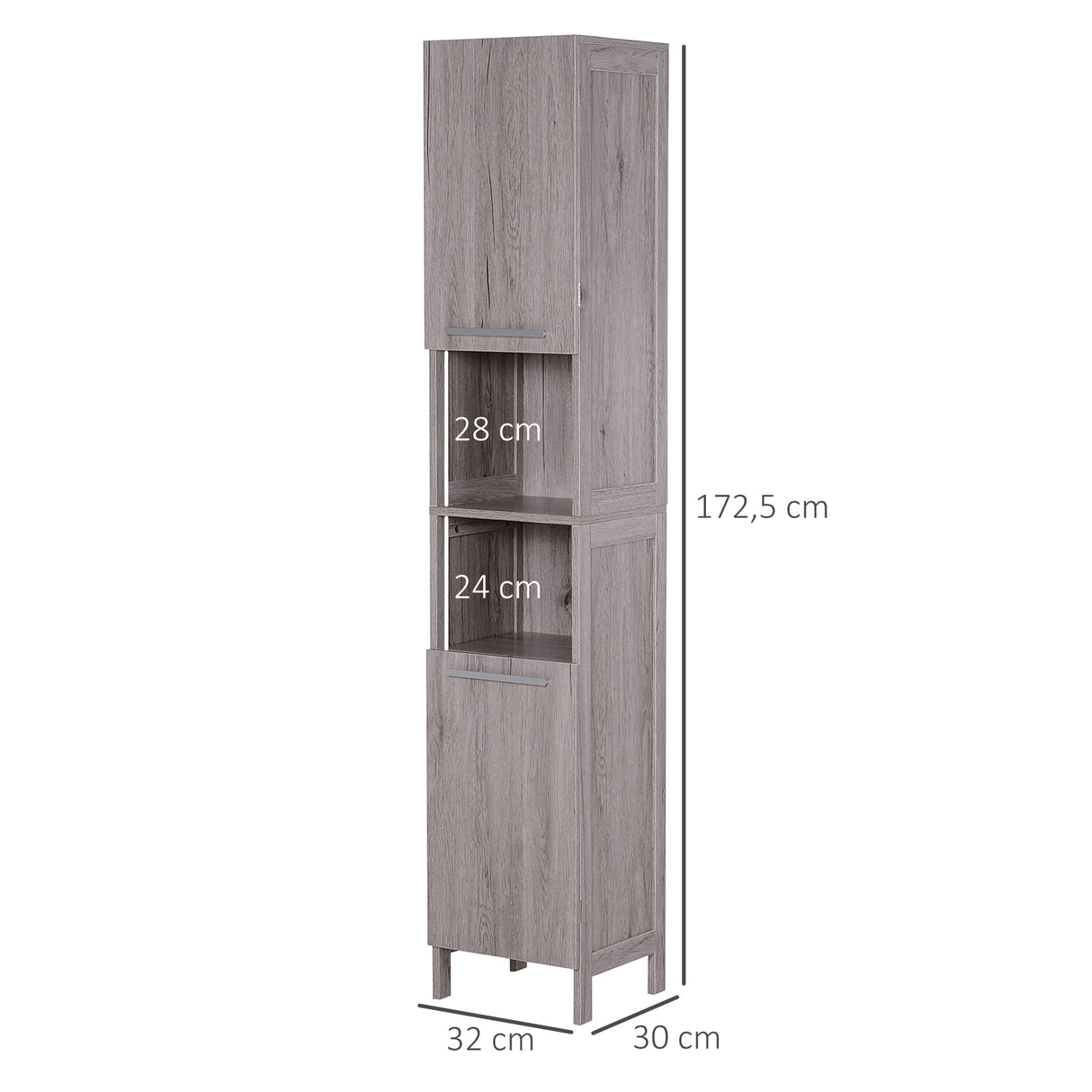 easycomfort easycomfort colonna bagno in mdf con 2 armadietti e 2 ripiani aperti 30x32x172 5 cm color legno