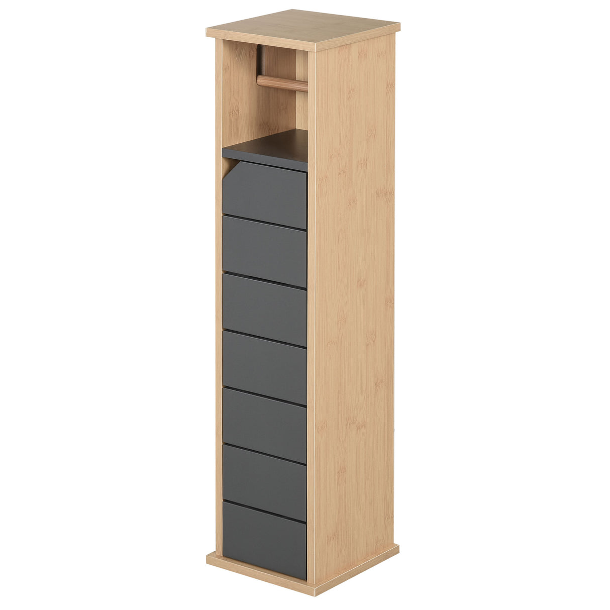 easycomfort easycomfort mobiletto a colonna per il bagno bambu e legno grigio 18 x 18 x 75cm ean 8054111841115