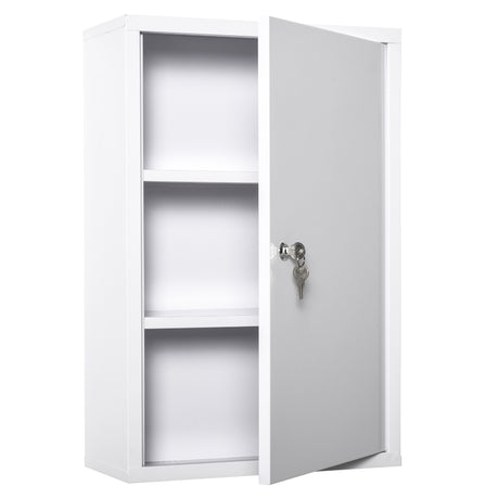 easycomfort easycomfort armadietto medicinali a 3 livelli in acciaio con 2 chiavi e montaggio a parete 40x18x60 cm bianco