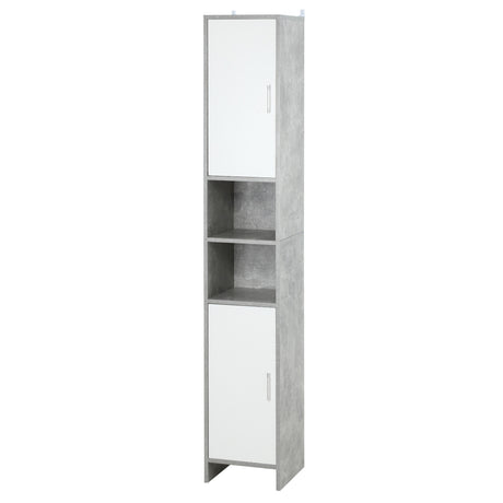 easycomfort easycomfort colonna bagno con 2 armadietti e 2 vani aperti in legno effetto cemento 30x30x180cm