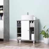 easycomfort easycomfort mobiletto sottolavandino con intaglio a u e 6 ripiani in legno 60x30x68cm bianco grigio