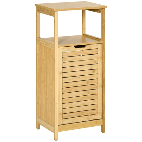 easycomfort easycomfort mobiletto bagno con cesto multiuso per bucato e giocattoli in mdf e bambu 40x30x86 5cm
