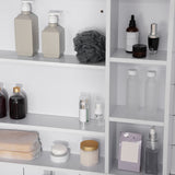 easycomfort easycomfort specchiera bagno con mensole e armadietto con anta specchiata 100x15x70cm bianco
