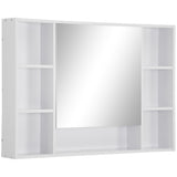 easycomfort easycomfort specchiera bagno con mensole e armadietto con anta specchiata 100x15x70cm bianco