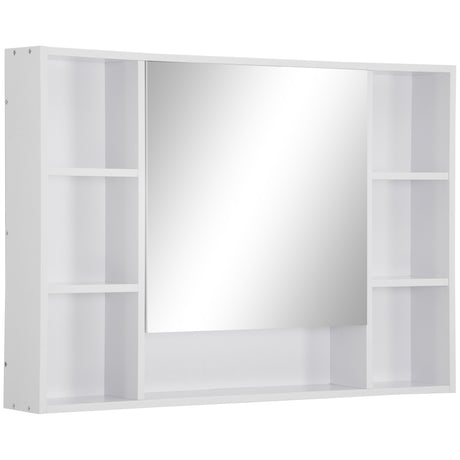 easycomfort easycomfort specchiera bagno con mensole e armadietto con anta specchiata 100x15x70cm bianco