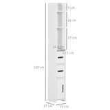 easycomfort easycomfort colonna bagno con mensole e armadietti mobile alto salvaspazio in legno 15x17x120cm bianco