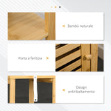 easycomfort easycomfort armadietto bagno in bambu con 2 ripiani aperti e armadietto a 2 livelli 32 9x29 9x120 cm