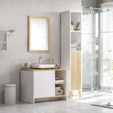 easycomfort easycomfort mobile bagno sottolavabo con armadietto e 2 mensole in legno truciolare 77 x 45 x 60cm bianco e color legno