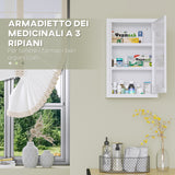 easycomfort easycomfort armadietto medicinali a 3 ripiani in acciaio inox con 2 chiavi e montaggio a parete 30x14x46 cm bianco