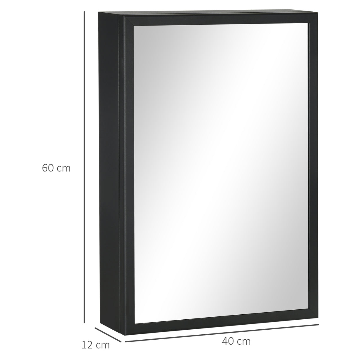 easycomfort easycomfort specchiera bagno in acciaio con armadietto a 3 ripiani e chiusura ammortizzata 40x12x60 cm nero