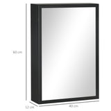 easycomfort easycomfort specchiera bagno in acciaio con armadietto a 3 ripiani e chiusura ammortizzata 40x12x60 cm nero