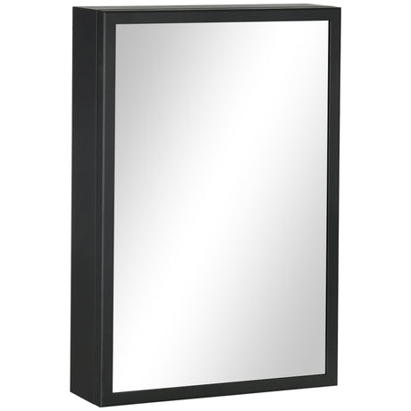 easycomfort easycomfort specchiera bagno in acciaio con armadietto a 3 ripiani e chiusura ammortizzata 40x12x60 cm nero