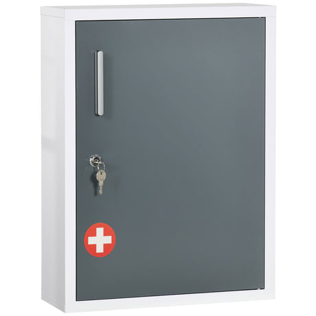 easycomfort easycomfort armadietto medicinali con 3 ripiani e blocco con chiavi in acciaio 40x15x53 5cm bianco e grigio